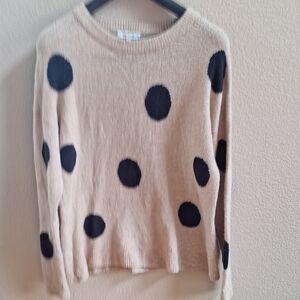 Madewell Beige Sweater with Black Polka Dots